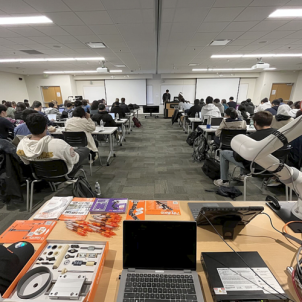 View from the back of a classroom full of students